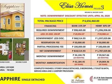 SAPPHIRE SINGLE DETACHED H&L UNIT FOR SALE @ ELISA HOMES PH3
