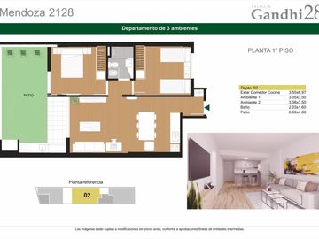 Rosario: Mendoza 2128 monoambiente al frente con balcon de 31 m2, Rosario, Santa Fe Argentina
