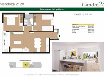 Rosario: Mendoza 2128 monoambiente al frente con balcon de 31 m2, Rosario, Santa Fe Argentina