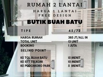 Cluster cantik ala villa hunian mewah di Kodya dkt TOL BUAHBATU
