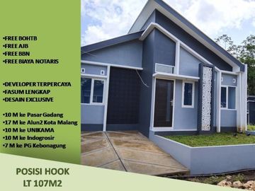 Rumah Pakisaji 10 Menit ke Unikama 2KT Tipe 25/107 Hook