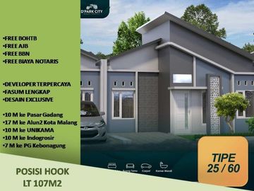 Rumah Pakisaji 10 Menit ke Unikama 2KT Tipe 25/107 Hook