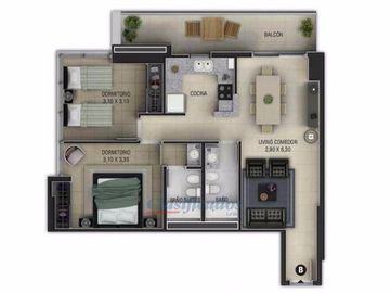 Departamento  de dos dormitorios en barrio Nueva Córdoba