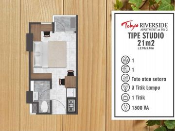 Jual Harga BU Apartemen Tokyo Riverside Studio Lantai Tinggi