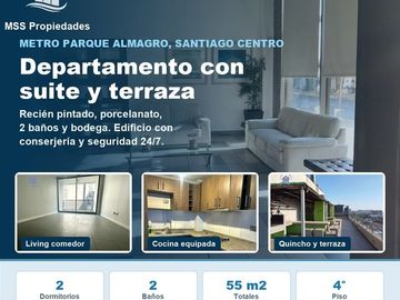 Departamento en arriendo 2D2B Metro Parque Almagro / Bulnes