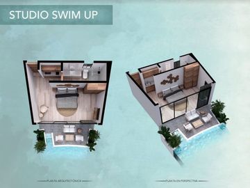 Departamento con swim up, terraza con acceso a la alberca, dron de pasajeros