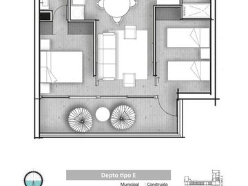 Departamento frente al mar en primera línea 2D+2B Tipo E - desde UF6.988