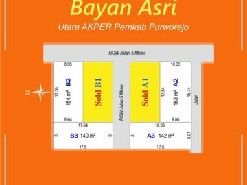 Luas 140 m&sup2;; Tanah SHM Jl. Purworejo - Jogja;