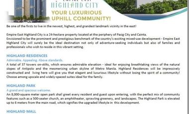 Lowest pre-selling condominium in Pasig - Cainta! Empire East Highland City as low as 9k monthly