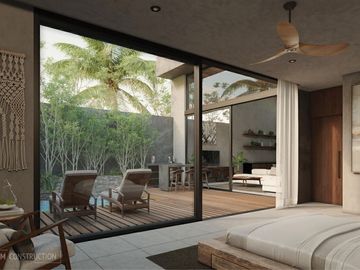 Hogar luminoso de dos niveles, con alberca y terraza privadas.