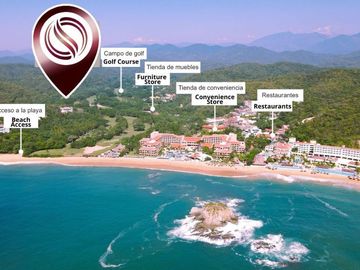 Condominio cerca de la playa, terraza común con vista al mar, alberca y gimnasio