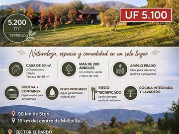 Casa en parcela en venta 2D/2B parque sector rural Melipilla