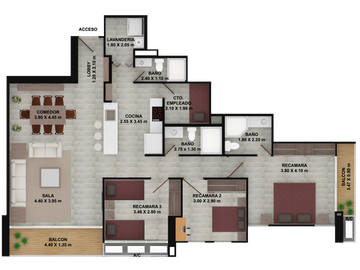 APARTAMENTO 123m2 3 RECAMARAS BELLA VISTA PH AZURRE