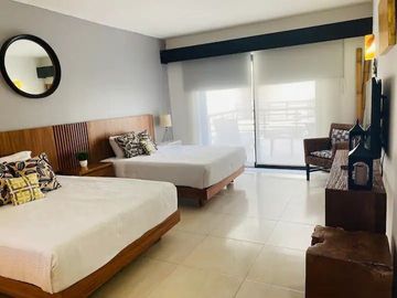 Departamento de una recámara decoración tipo Bali, amenidades de lujo