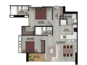 APARTAMENTO 80m2 2 RECAMARAS BELLA VISTA PH AZURRE