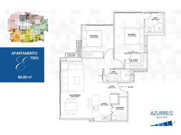 APARTAMENTO 80m2 2 RECAMARAS BELLA VISTA PH AZURRE