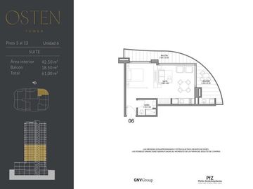 Osten Tower Puerto Madero - Suite divisible con balcón terraza y parrilla propia
