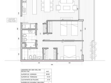 Apartamento 2 dormitorios con terraza en Punta del  Este, Playa Mansa parada 39