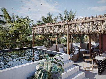 Penthouse con alberca privada, roof top con alberca y asador, area de hamacas, p
