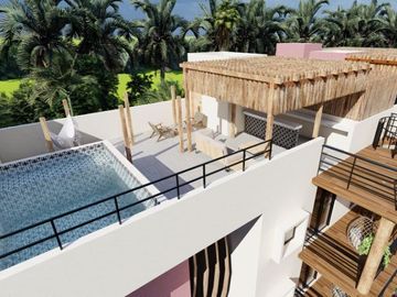 Penthouse con alberca privada, roof top con alberca y asador, area de hamacas, p