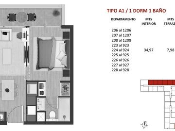 Departamento en venta de 1 dorm. en Ñuñoa