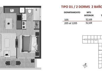 Departamento en venta de 1 dorm. en Ñuñoa