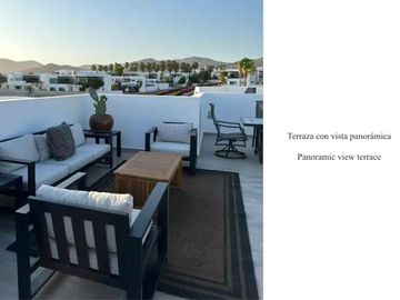 Villa con terraza y vista panorámica, Casa club, amenidades, El tezal, en venta.