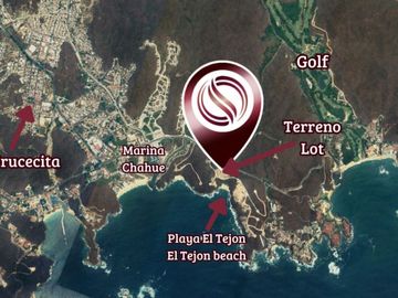 Terreno con vista al mar, club de playa, amenidades en venta, El Tejon, Huatulco