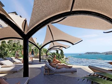 Terreno con vista al mar, club de playa, amenidades en venta, El Tejon, Huatulco