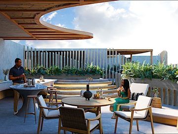 Penthouse vista al mar, terraza privada de 196 m2, alberca frente al mar, diseño