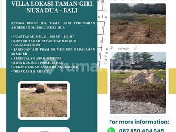 Dijual Tanah Lokasi Taman Mumbul Nusa Dua