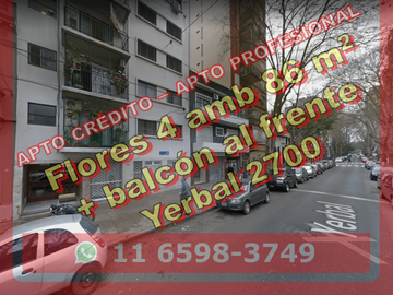 NUEVO PRECIO - Departamento en Venta en Flores 4 ambientes al frente 86 m2 + balcón - Yerbal 2700