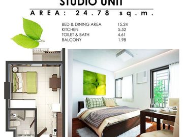 Studio (25sqm) for sale in Antara Condominium for P200/day!