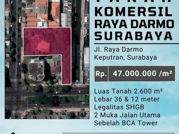 TANAH KOMERSIAL RAYA DARMO KEPUTRAN SURABAYA SEBELAH BCA