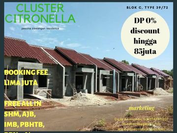 PESONA SAWANGAN RESIDENCE, CLUSTER CITRONELLA. DP 0%.CUKUP BOOKINGFEE 5 Juta saja, sudah termasuk surat-surat :