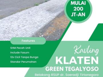 Tanah Kapling Klaten; Green Tegalyoso 2 jt-an /m2