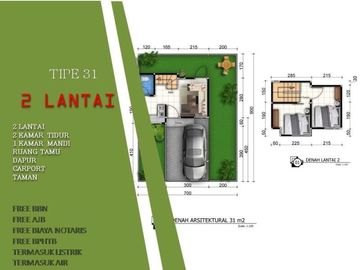 Best Price Tipe 31/63 2 Lantai Rumah KPR Siap 2KT