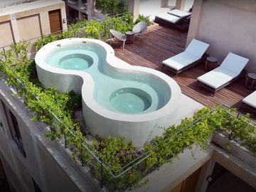 Departamento con family room, terraza de 34 m2, rooftop con jacuzzi y alberca co