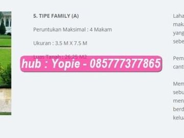 Di jual pemakaman khusus orang islam