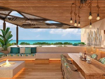 Departamento con vista al mar desde terraza lounge a la venta en Cozumel
