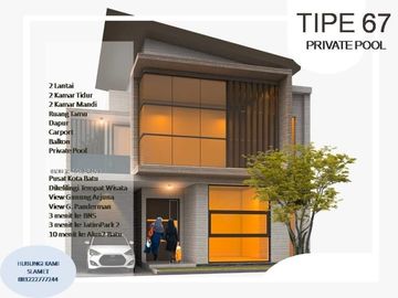 Private Pool Rumah Batu Tipe 67 Dekat BNS