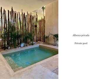 Departamento con alberca privada, comedor en exterior, paneles solares, rodeado
