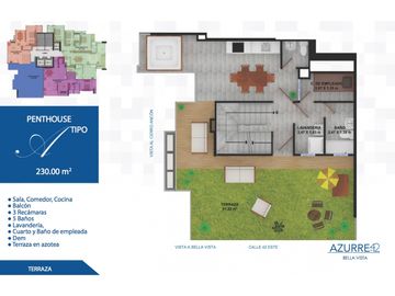 APARTAMENTO PENTHOUSE 300m2 3 RECAMARAS BELLA VISTA PH AZURRE