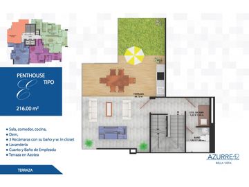 APARTAMENTO PENTHOUSE 300m2 3 RECAMARAS BELLA VISTA PH AZURRE