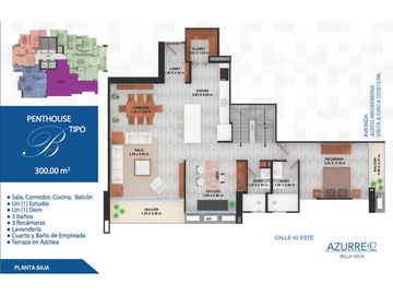 APARTAMENTO PENTHOUSE 300m2 3 RECAMARAS BELLA VISTA PH AZURRE