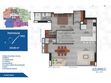 APARTAMENTO PENTHOUSE 300m2 3 RECAMARAS BELLA VISTA PH AZURRE
