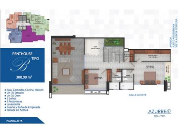 APARTAMENTO PENTHOUSE 300m2 3 RECAMARAS BELLA VISTA PH AZURRE