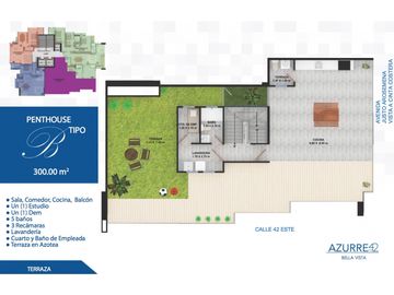 APARTAMENTO PENTHOUSE 300m2 3 RECAMARAS BELLA VISTA PH AZURRE