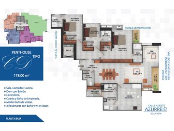 APARTAMENTO PENTHOUSE 300m2 3 RECAMARAS BELLA VISTA PH AZURRE