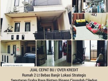 Jual cepat murah rumah 2 lantai semi furnished seputaran Graha Raya, Bintaro, Pinang, Cipondoh, Ciledug, Kota Tangerang